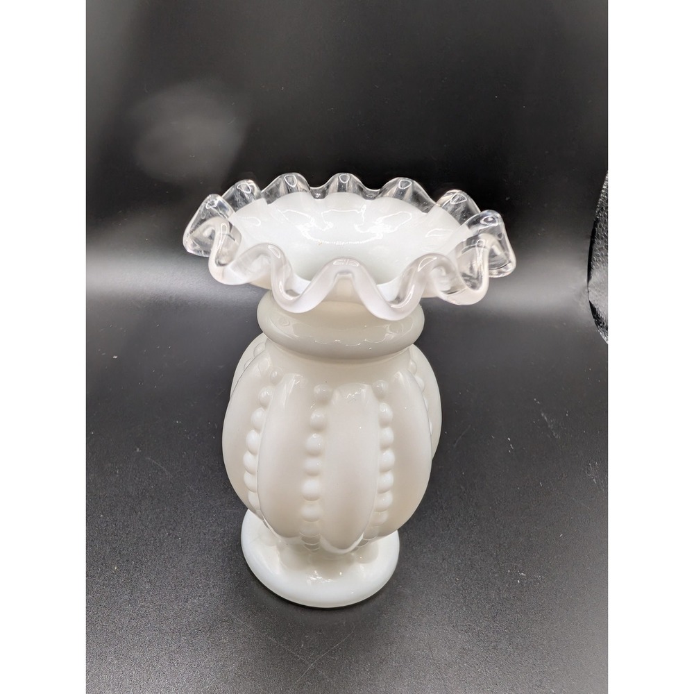 vintage Fenton Silvercrest beaded melon vase Ruffled Beaded